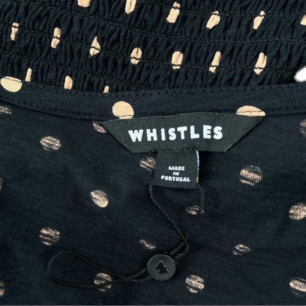 NWOT Whistles Black Spot Square Neck Shirred Top Large‎ - Picture 5 of 7